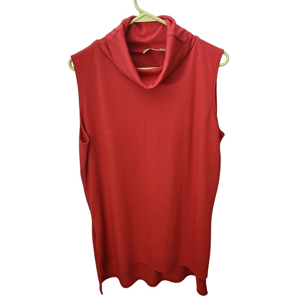 Hybrid & Company Dress Red High-Low Turtleneck Womens 1X